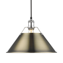 Golden 3306-L CH-AB - Yep by Golden Lighting Orwell 1-light 14in Pendant in Chrome and Aged Brass shade